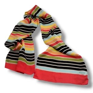 Y2K 100% Silk Echo NY Spring Stripe Oblong Scarf